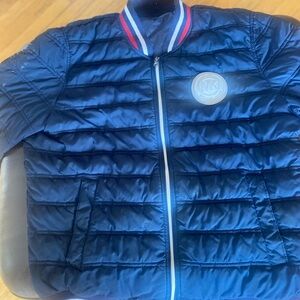 Michael Kors Navy Quilted Jacket with White Zipper Trim